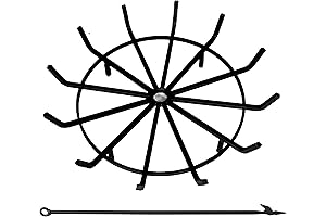 Fireplace Grates 27 Inch, Round Heavy Duty Fire Pit Grate with 4 Legs and Poker