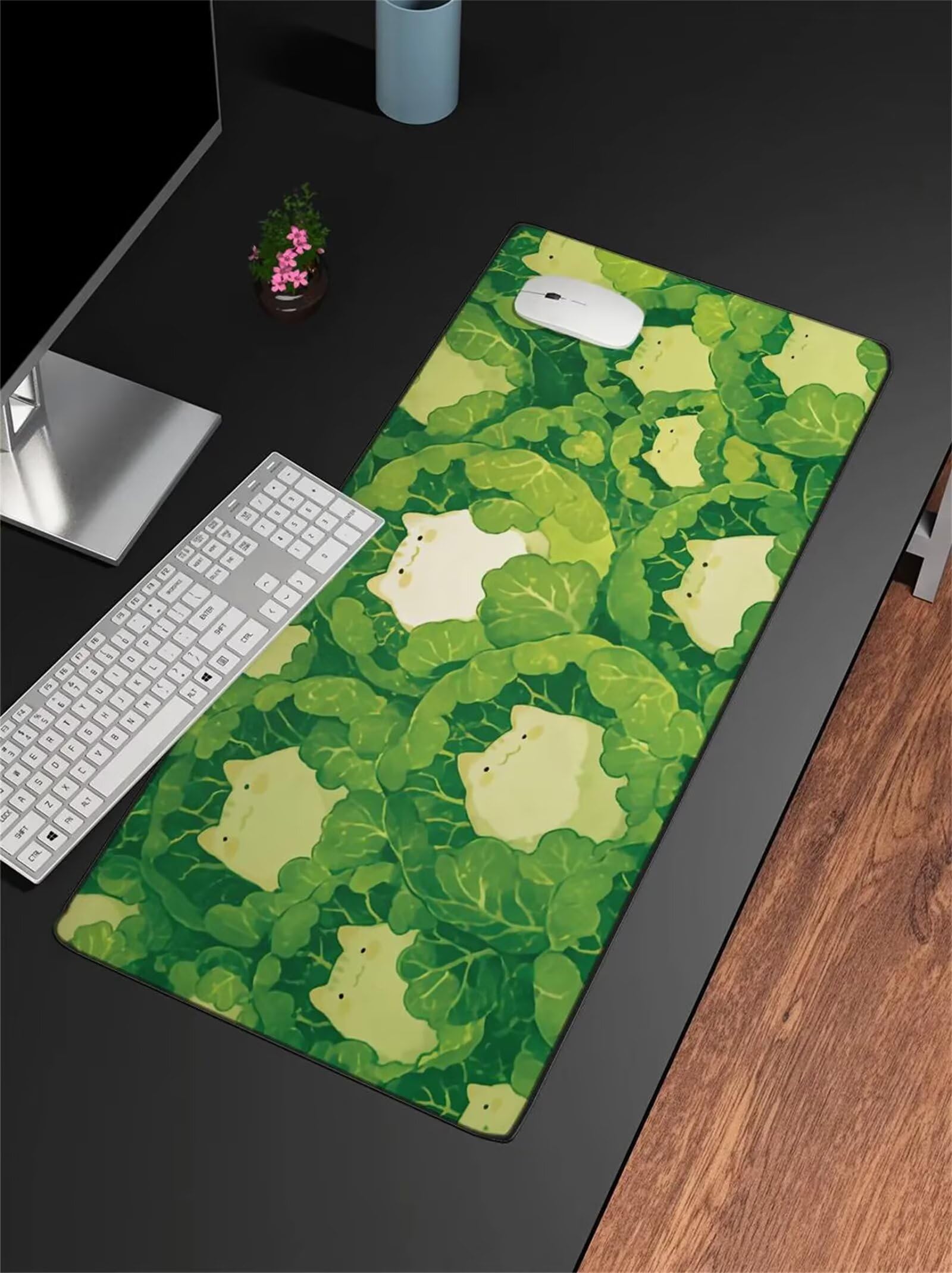 Grand Tapis de Souris XXL Feuilles Vertes Animales 1200 x 600 x 2mm, Tapis de Bureau Gamer avec Bords Cousus et Base Antidérapante pour Haute Précision et Vitesse