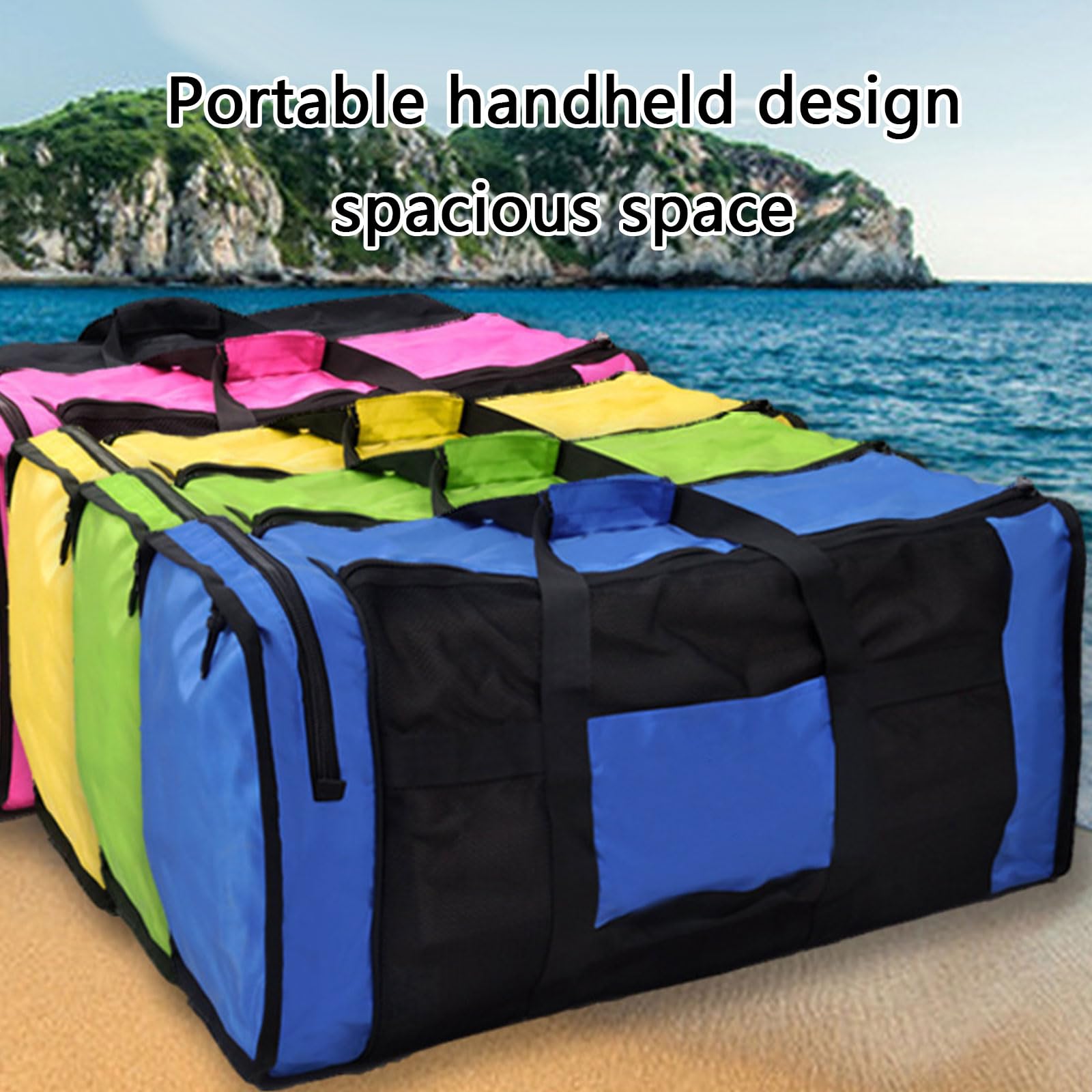 Sac de sport de plongée grande capacité en maille pour la plongée sous-marine et l'équipement de plongée avec tuba, Noir