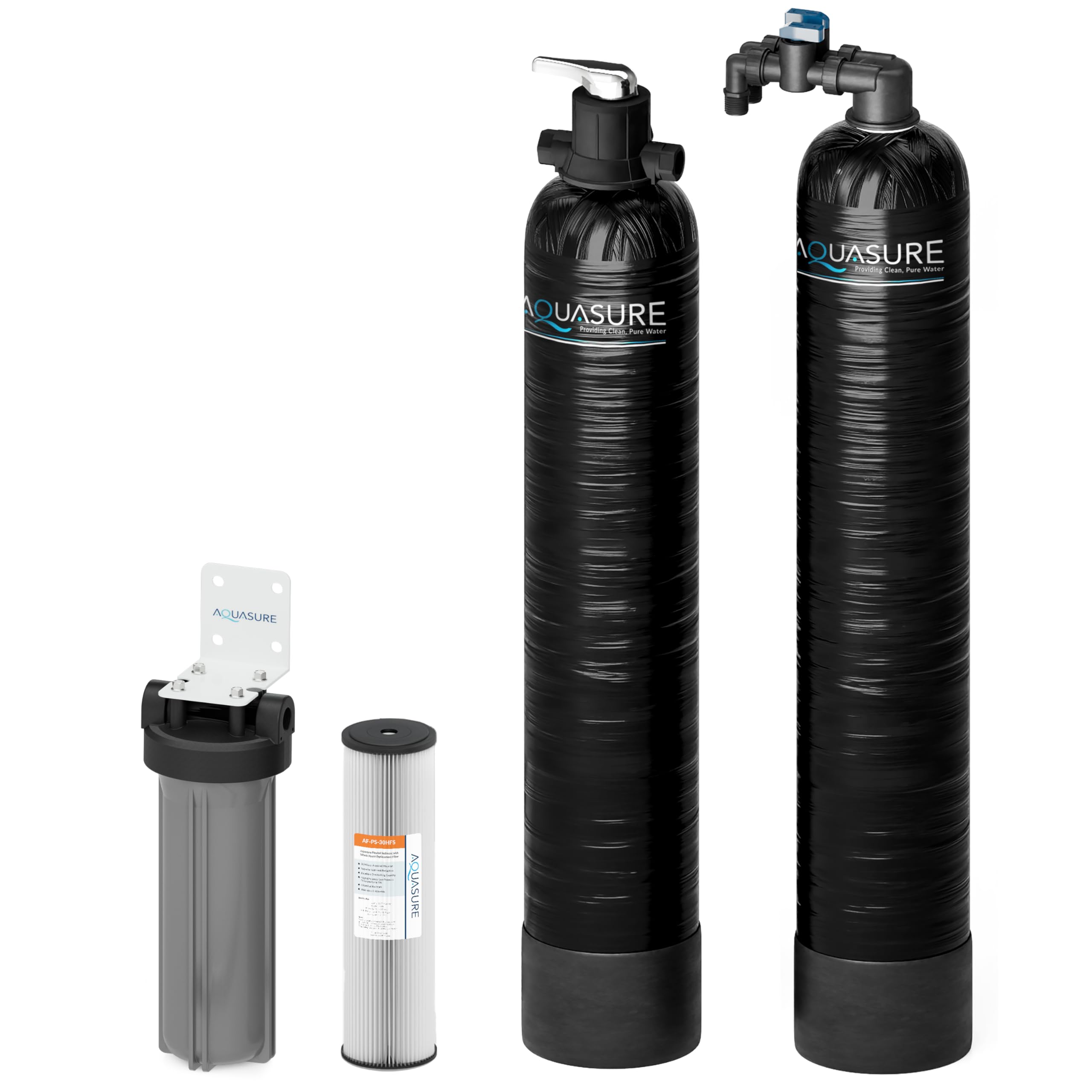 AquasureSerene Series 10 GPM Whole House Salt-Free Conditioning Descaler Bundle with KDF/GAC Water Treatment System and Pleated Sediment Pre-Filter, for 1-3 Bathrooms | Removes 99% of Contaminants