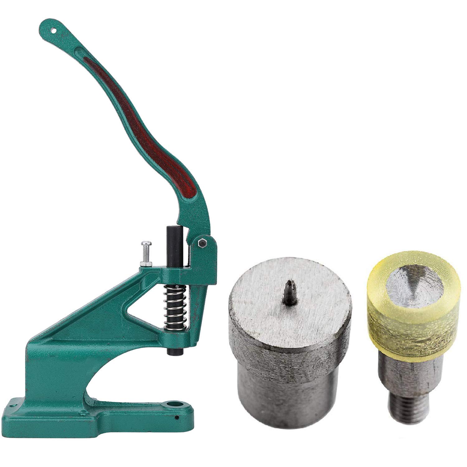 WedDecor Einzel Kappe Tubular Nieten Installation Stanzen Set Werkzeug mit Grün Handpresse Maschine für DIY Projekte, Lederwaren, Bekleidung, Handwerk Dekoration - Silber & Grün, 10MM