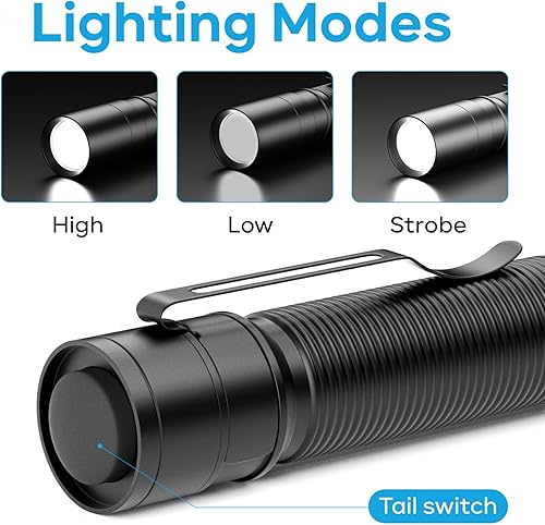 Miniatura 2 de EUARDER Mini linterna, linterna táctica pequeña súper brillante, linterna potente ultracompacta, luz de bolsillo de alto lúmenes con clip para