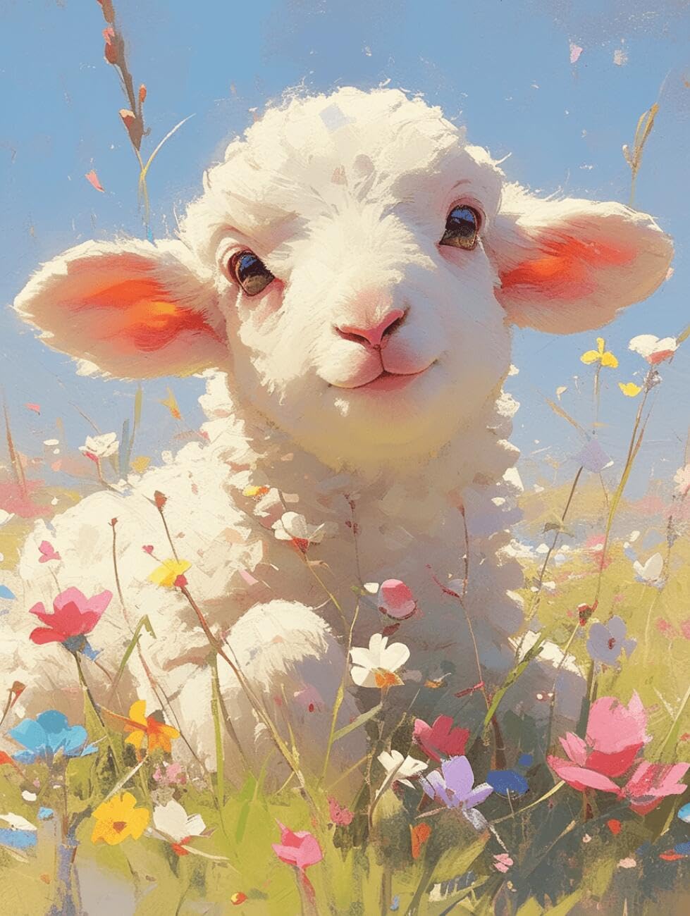 AMBATTERY Animal DIY Bead Embroidery Kit Fantasy Sheep Needlepoint Handcraft Kit DIY Beaded Painting 3D Tapestry Bead Cross Stitch Set 40x50cm