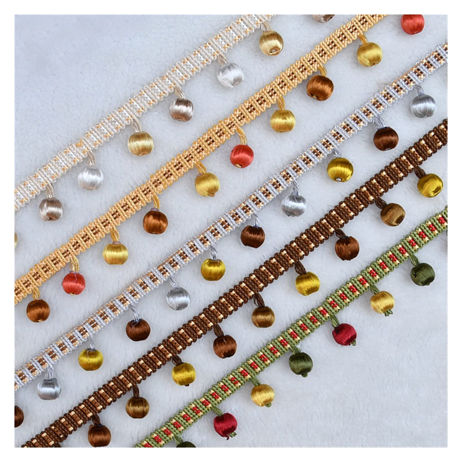 Franges Garniture Gland Gland 3Yard Rayonne Perles Dentelle Gland Frange Boule Rideau Canapé Nappe Accessoires Pom Dentelle Garniture DIY Décoration (Couleur : Rose) (Couleur : Roze) (Roze)