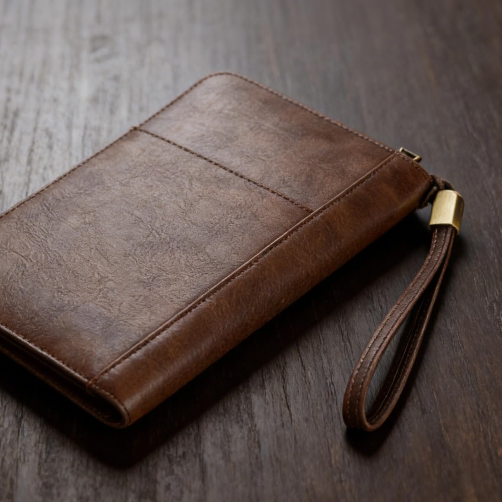 Etui na 5 cygar, skóra PU, przenośne etui podróżne z paskiem na nadgarstek, brązowy wzór retro liczi, mieści do 5 cygar, zapięcie na zamek błyskawiczny, wewnętrzna przegroda na karty, 21,1 x