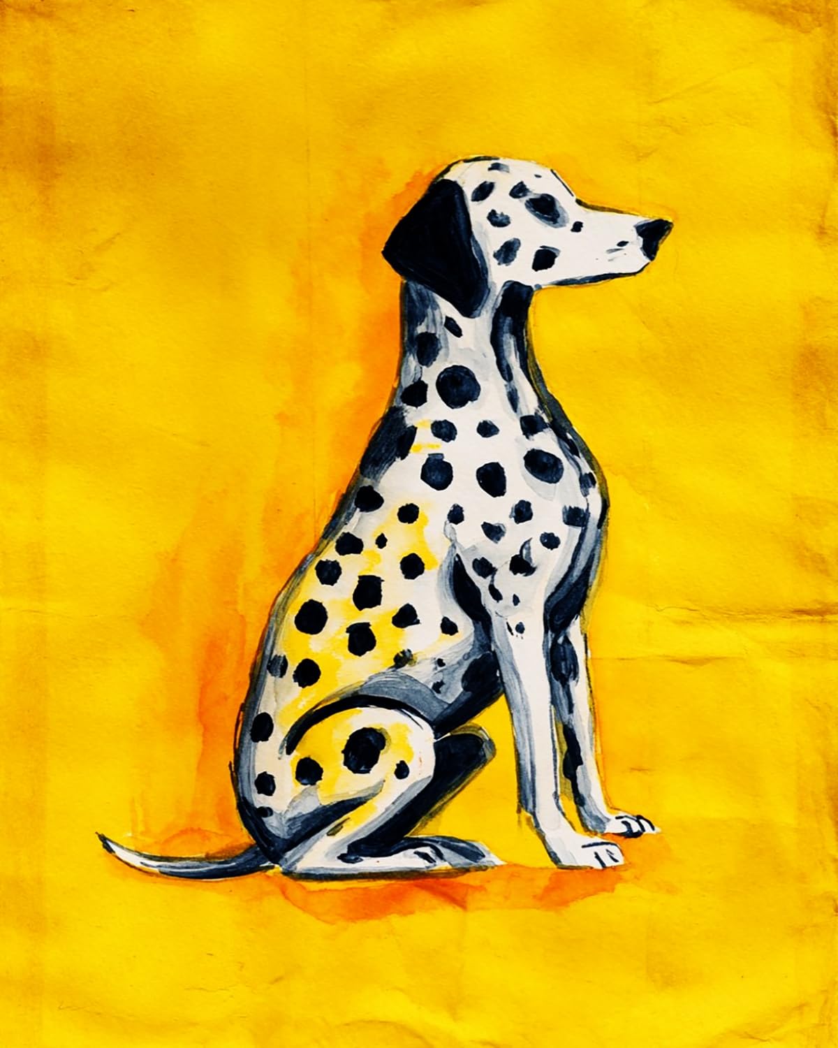 Liubaishi Yellow, Black, White Paint By Numbers Kit For Adults, Dalmatian, 40X50 Cm, Acrylic On Canvas, With 3 Brushes