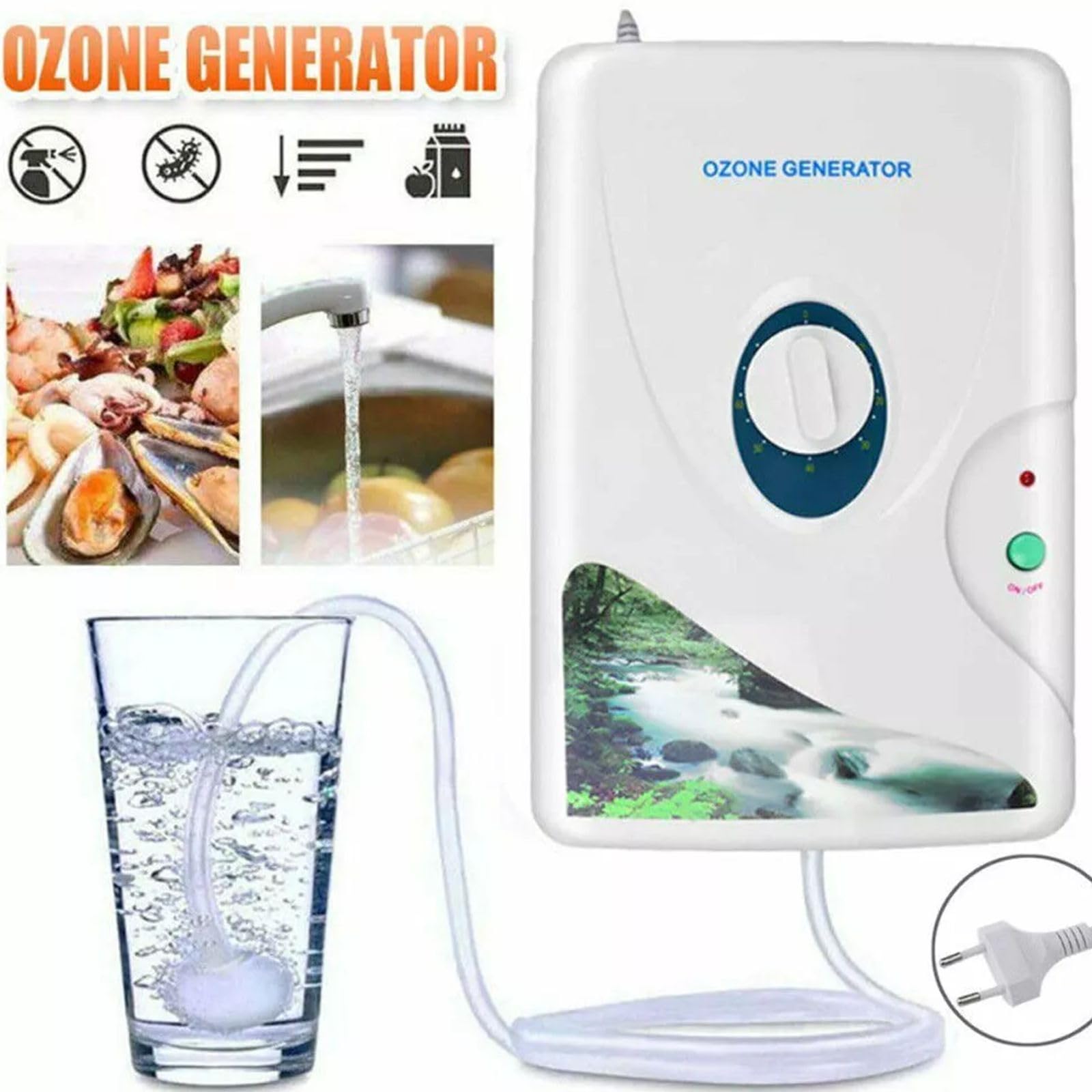 Generatore di ozono da 600 mg/h – Dispositivo industriale di ozono, purificatore d'aria e deodorante con timer da 60 min, per frutta e verdura, trattamento dell'acqua, purificazione dell'aria e