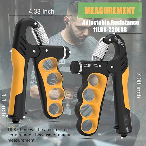 Miniatura 3 de Entrenador fortalecedor de agarre de mano, resistencia ajustable, 11 LBS-220 libras, fortalecedor de antebrazo, exprimidor de mano con contador