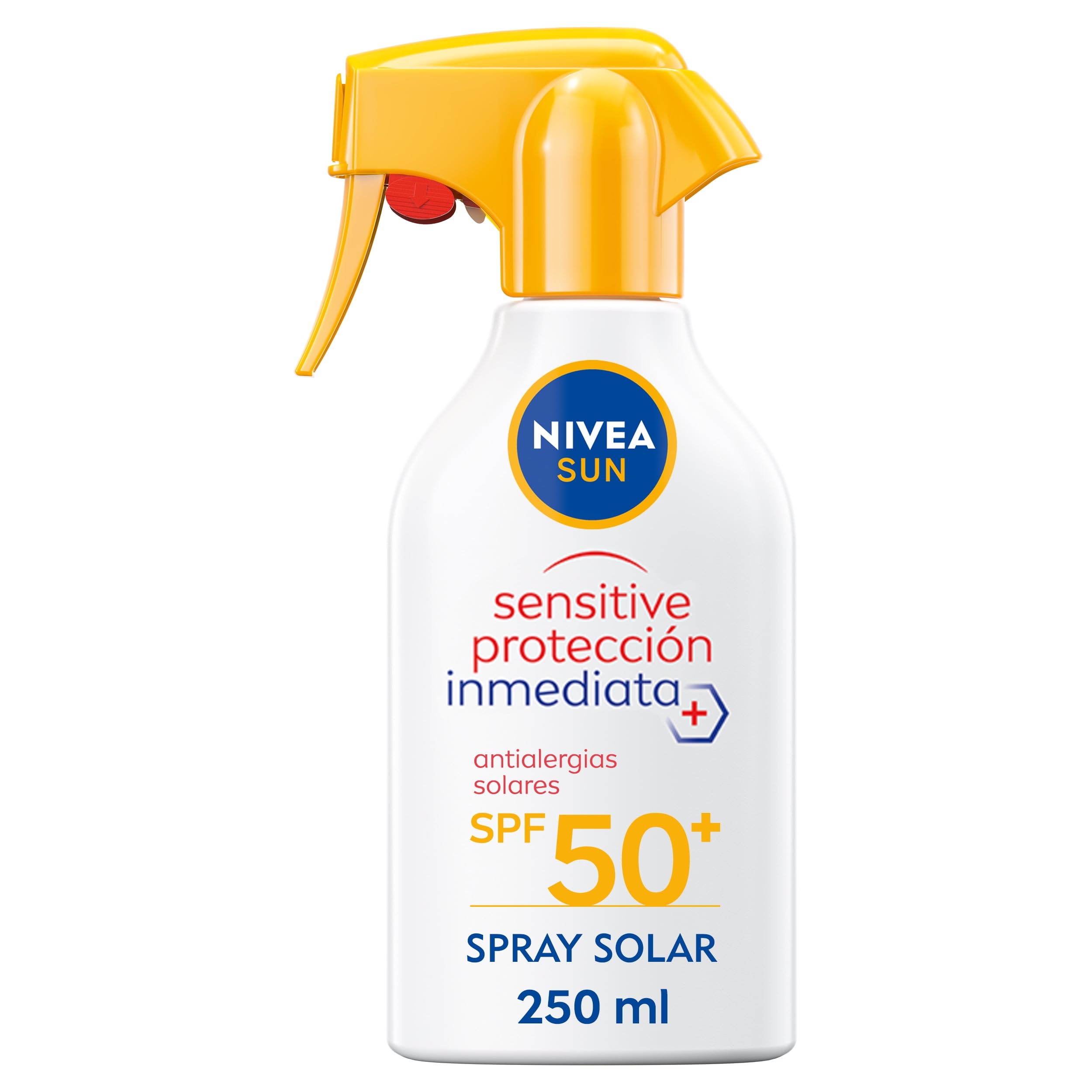 NIVEA SUN Sensitive Spray Antialergias FP50+ - Protector Solar Corporal para Alergias Solares e Irritaciones - Protección Inmediata UVA/UVB - Sin Perfume - Resistente al Agua - Piel Sensible - 250 ml en oferta en Amazon