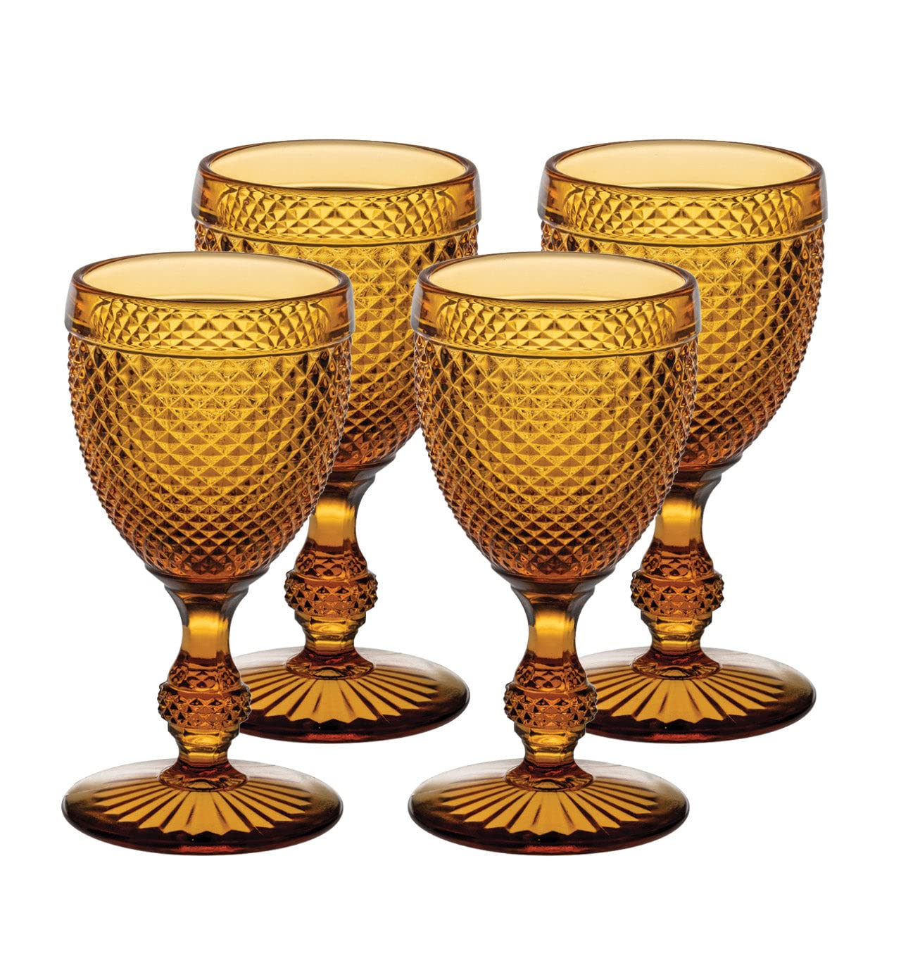 Vista AlegreBicos Amber All Purpose Goblets, Set of 4.,