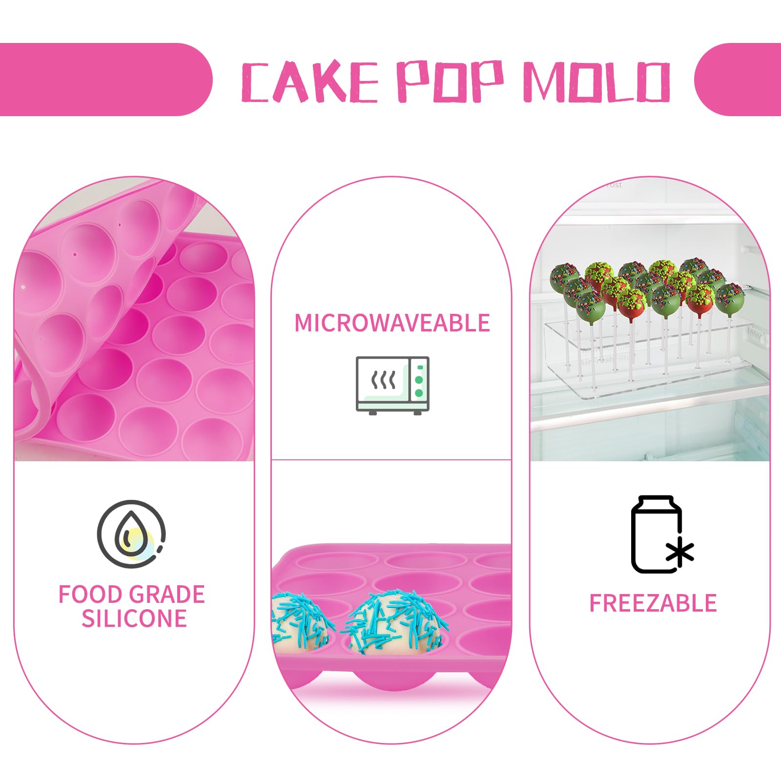 304 Pièces Sucette Moule Cake Pop Maker avec 2 Support Gateau Bonbon En Acrylique à 15 Trous, 2 Moule Bonbon En Silicone, 300 Bâtons à Sucettes/Sacs Transparents/Attaches Dorées Pour Fêtes