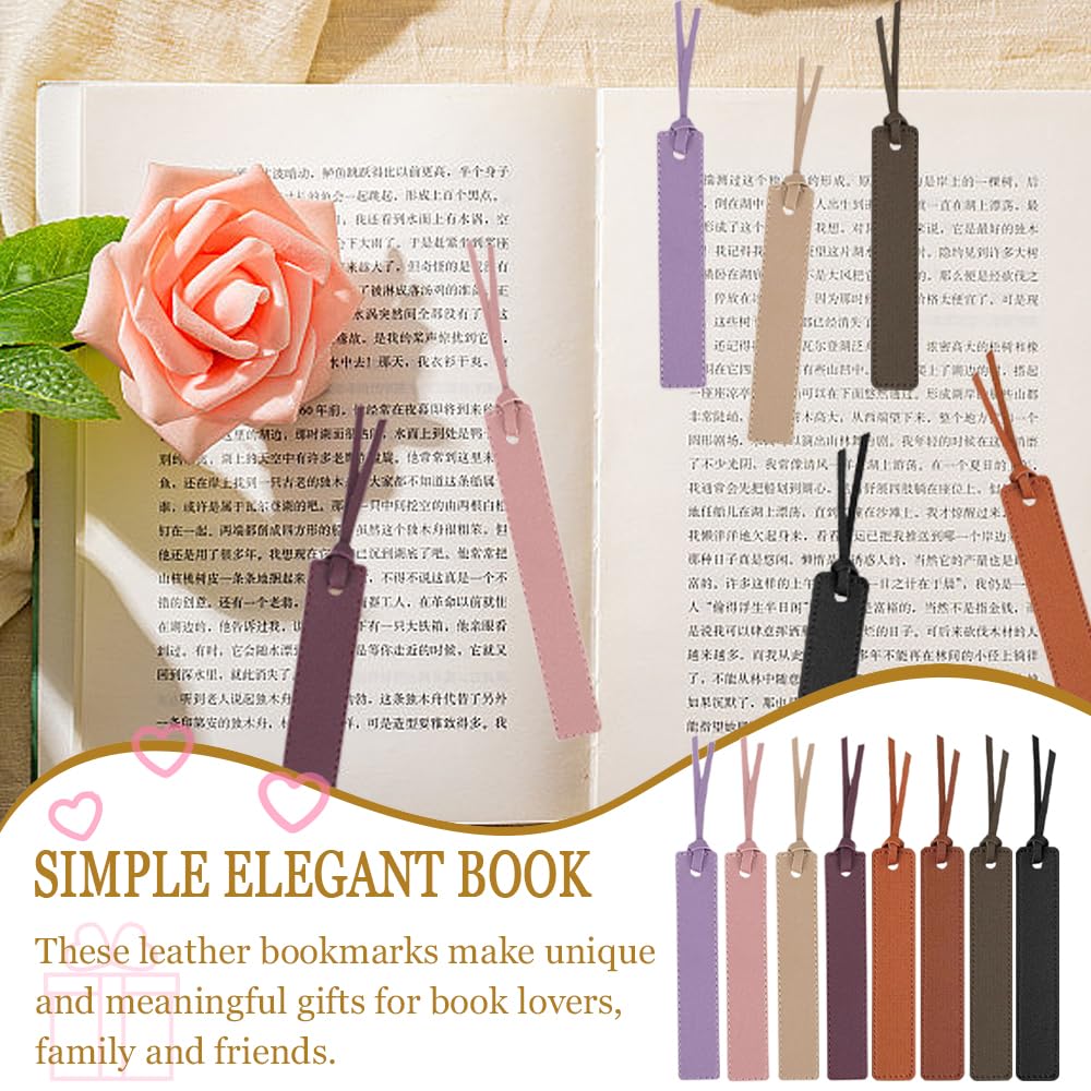 TRKETK 8 Pcs Leather Bookmark Bookmarks with Leather Rope Page Markers Personalized Bookmarks Simple Elegant Book Markers Leather Bookmarks for Men Women Book Lovers Readers Writers Accessories - Image 4