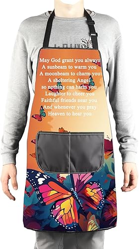 Miniatura 4 de MBMSO Delantales cristianos cristianos, regalos religiosos cristianos, versículo de la Biblia, delantal de cocina para hornear con bolsillos,