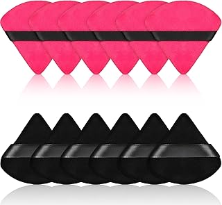 Powder Puff Face Triangle Makeup Puff for Loose Powder Soft Body Cosmetic Foundation Sponge Mineral Powder Wet Dry Makeup Tool (Black