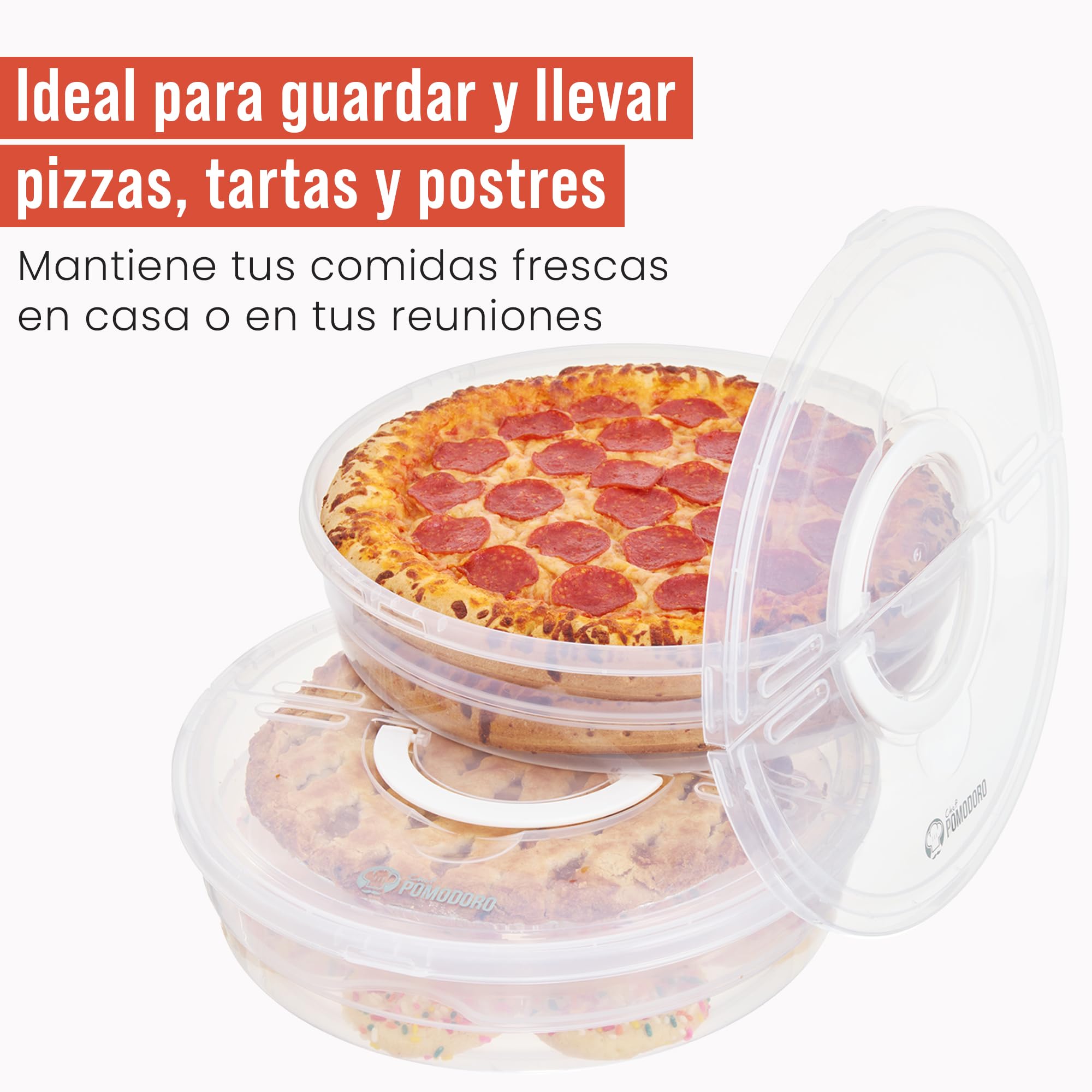 Chef Pomodoro Caja Pizza 30,5 cm, Caja para Tartas Bajas y Porta Tartas Redondo, Accesorios Pizza para Transporte y Conservación – 2 Pack