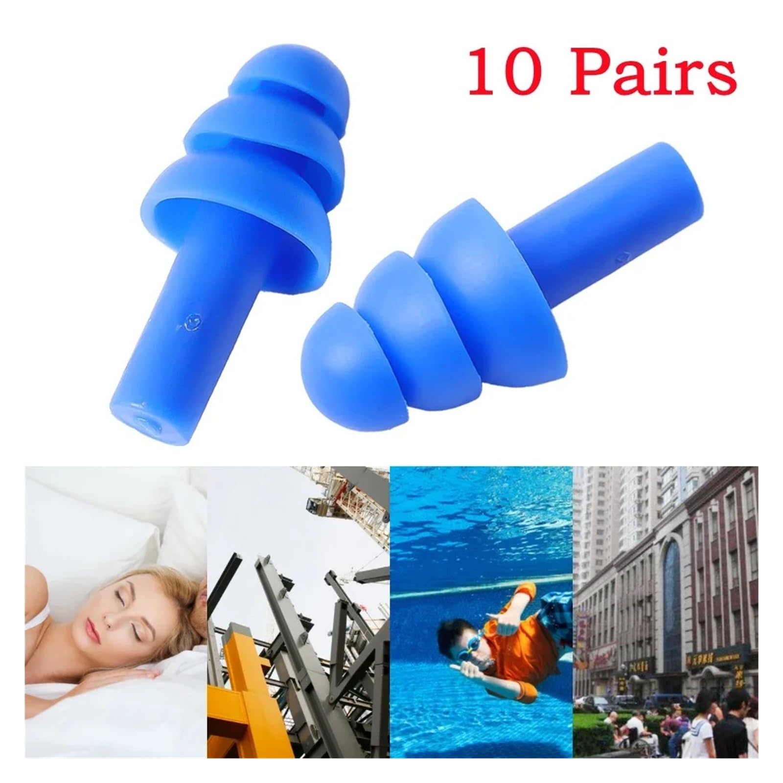 1/10 paia di tappi per le orecchie impermeabili in morbido silicone riutilizzabili per dormire (1 paio)