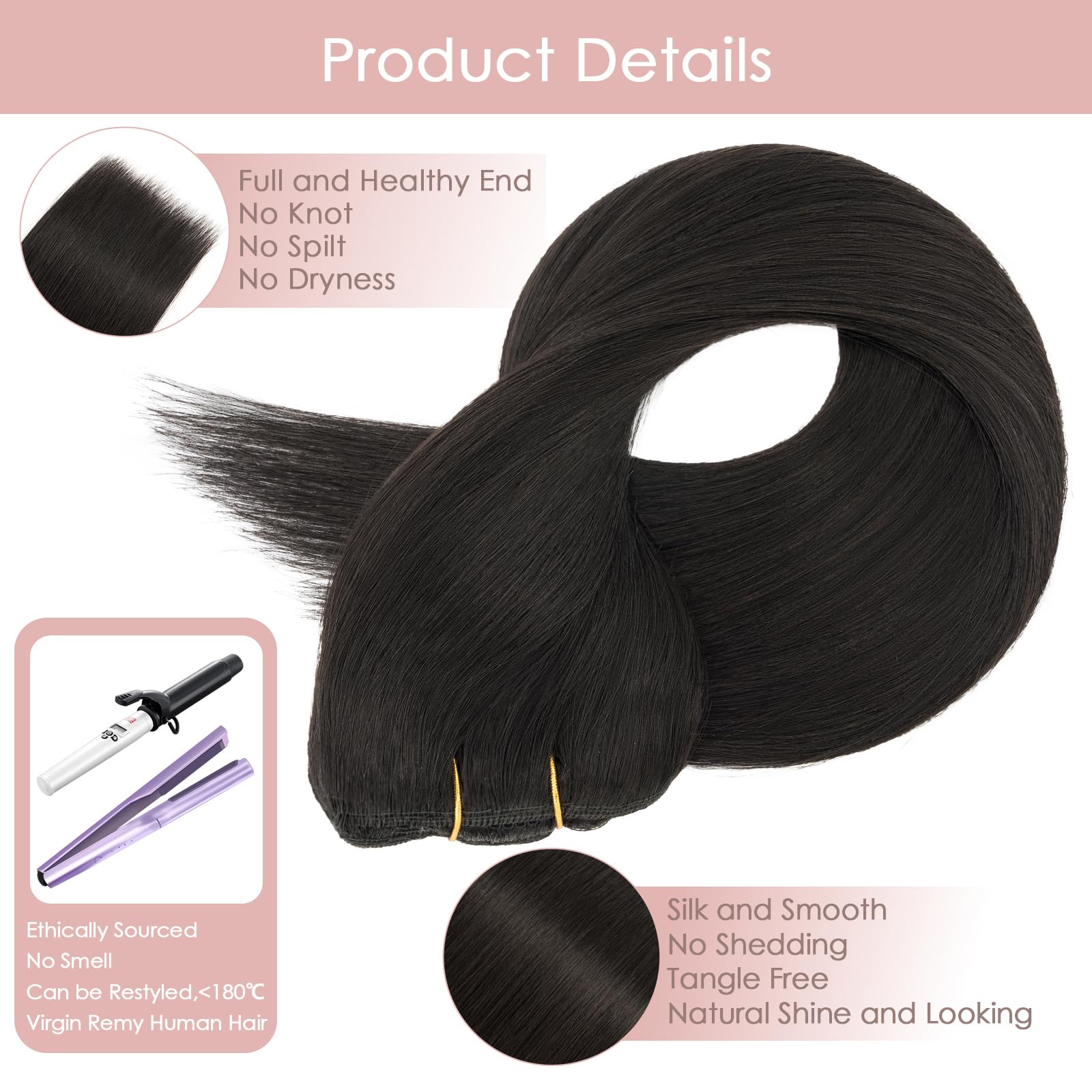 Silk-co 10inch Hair Extensions Clip in Hair Extension Human Hair #04 Medium Brown -Basic Thickness-Thin Weft- 8 Pieces Real Remy Straight Hair Extensions[50g] — view 234