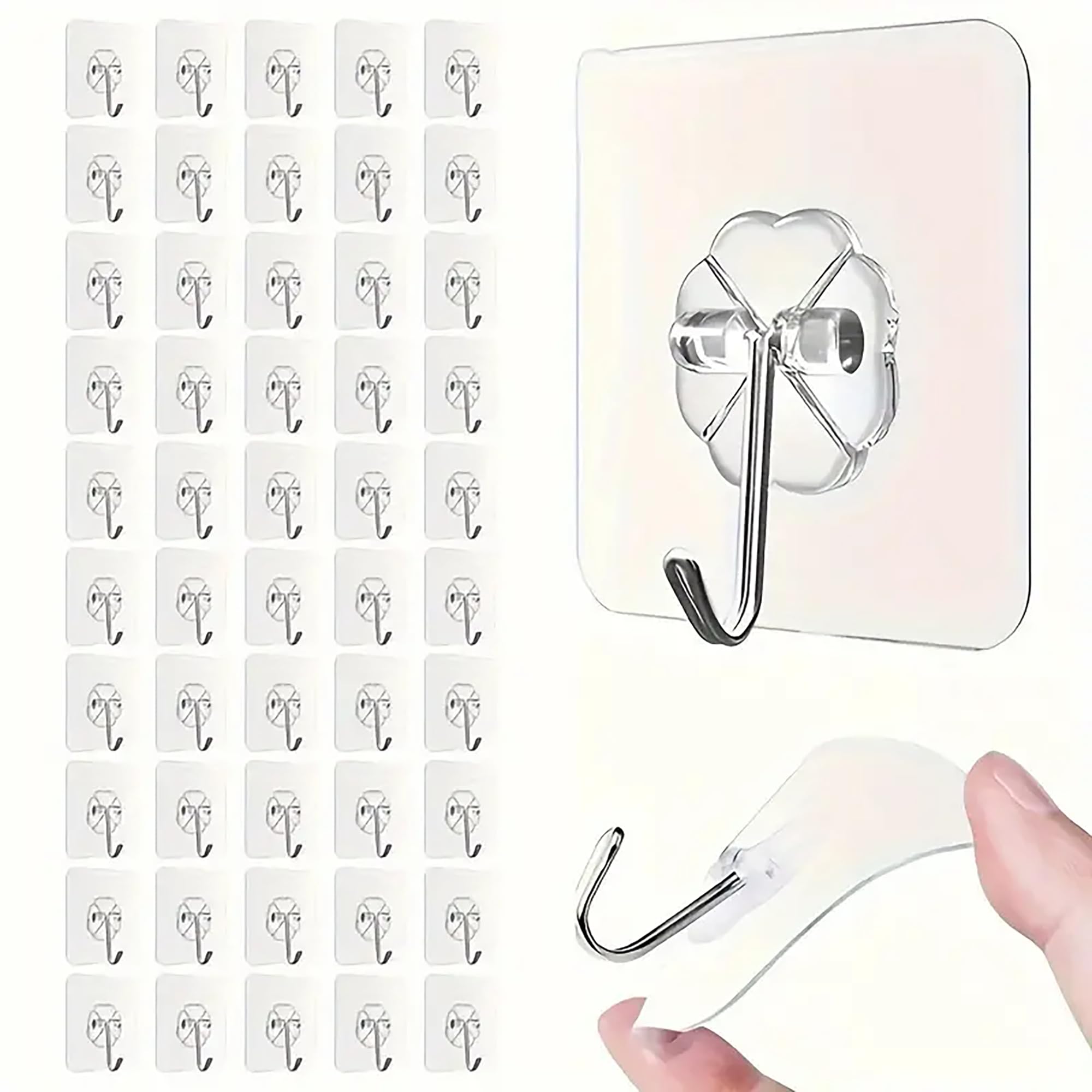 10 Pcs Transparent Hanger, Plastic Sticky Hooks, Wall Mounted Hooks, Non-punching Hooks, Utility Multifunctional Single Hook, Household Hanging Hooks