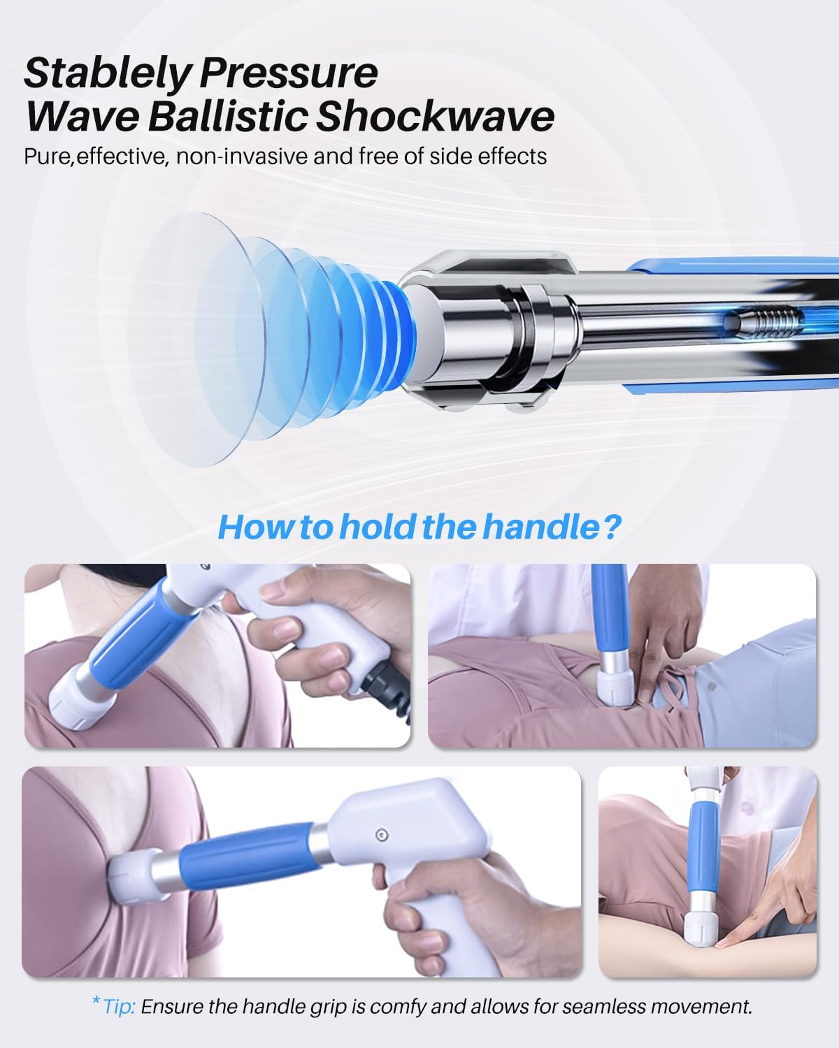 Shockwave Therapy Machine Extracorporeal Joint and Muscle Pain Relief Pneumatic 12 bar for Muscle and Bone Tissue Regeneration, Painless, Non-Invasive, No Side Effects ST80