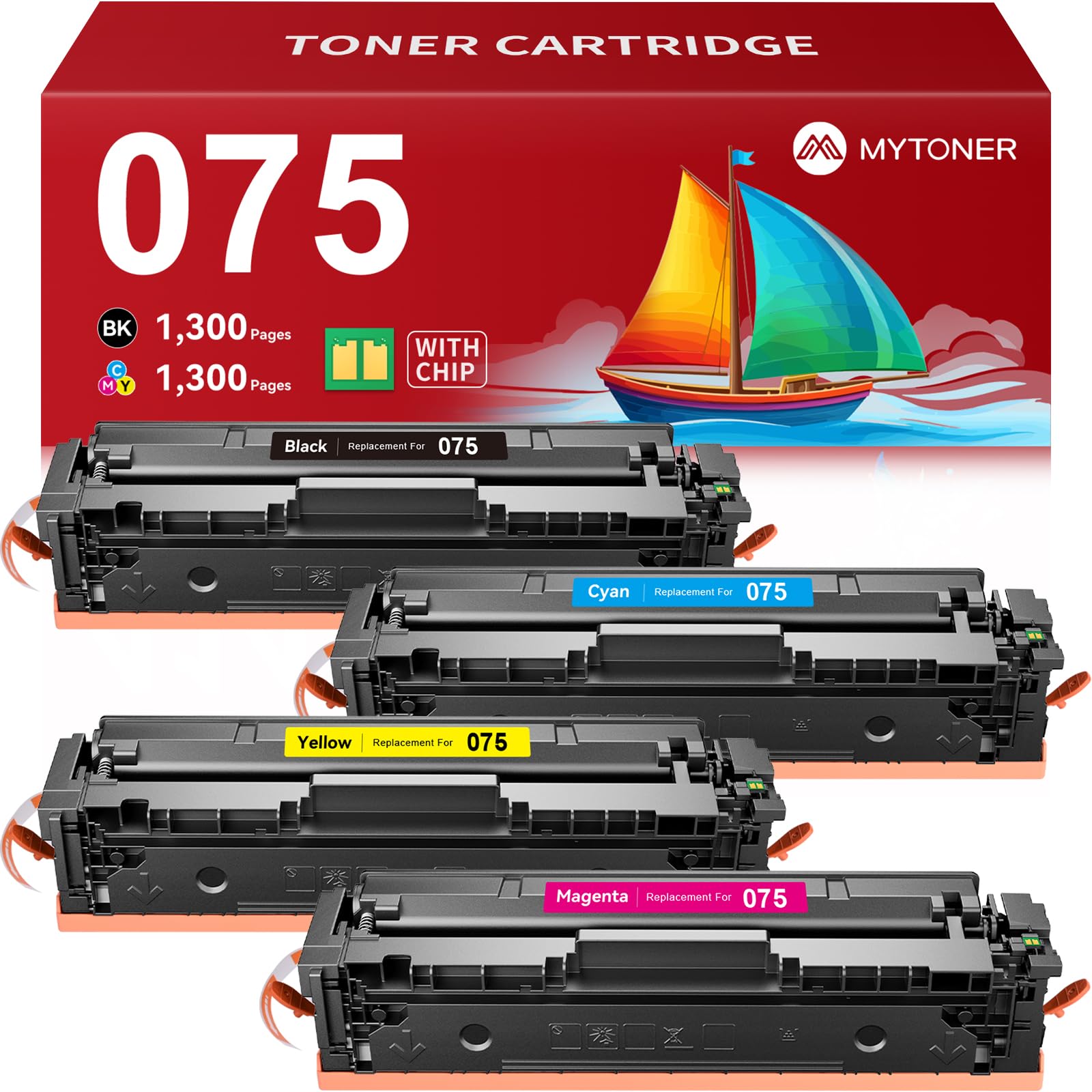 MYTONER 075 Toner Cartridge Set 4 Pack for MF665Cdw LBP646Cdw MF663Cdw