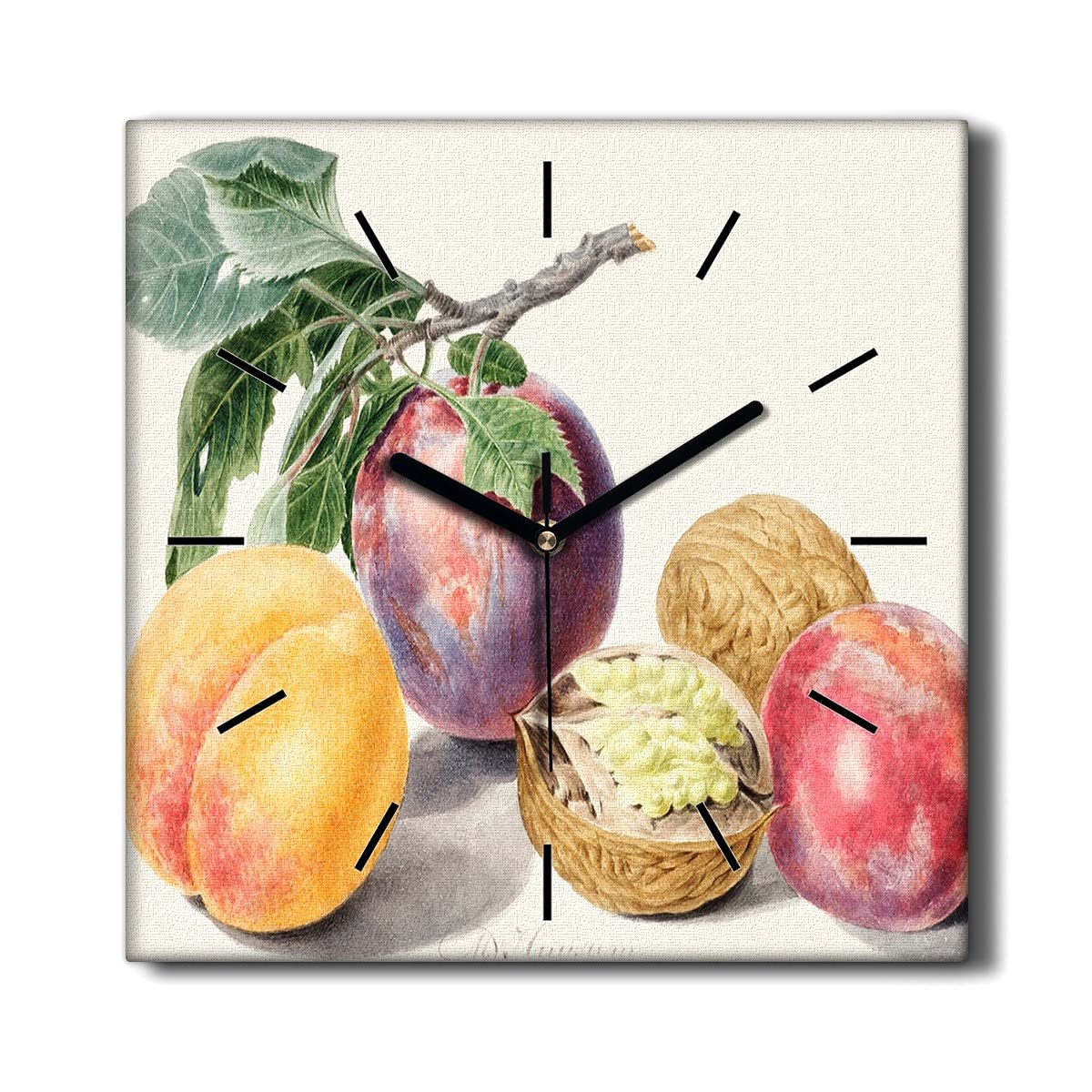 Horloge Murale Décoration Toile 30x30 cm Coloray Design Végétal Silencieux