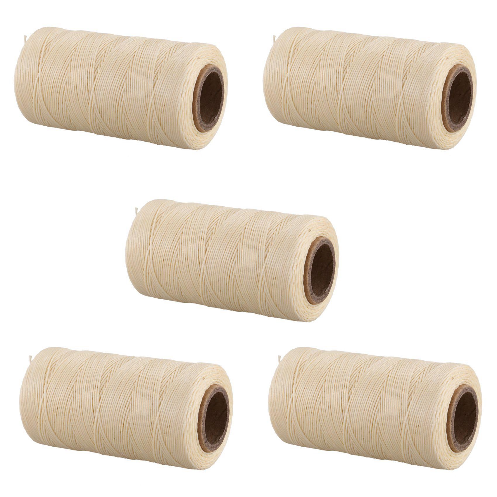 Vjsujehgy 5X 260M 150D 1MM Leather Sewing Waxed Wax Thread Hand Needle Cord Craft DIY :Cream-Coloured