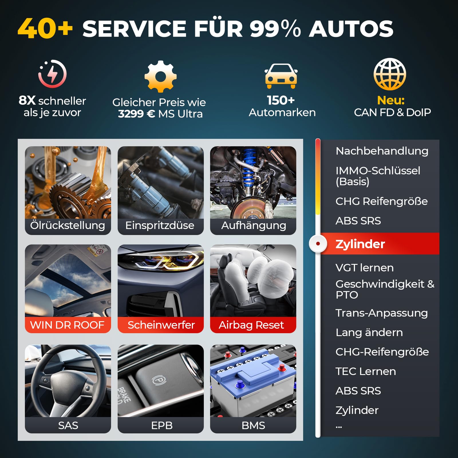 Autel MaxiCOM MK900-TS TPMS Scanner, 2024 Bidirektionales OBD2 Diagnosegerät, Upgrade von MX808S-TS/MS906TS, 40+ Service,3000+ Aktive Tests,Alle System-Diagnose,No-IP Eingeschränkte Ver. von MX900TS