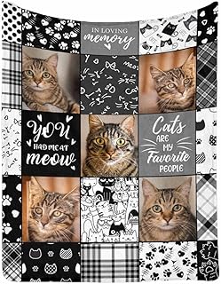 MyPupSocks Custom Pet Memorial Gifts, in Loving Memory of Cat Bed Blanket Personalized Throw Blanket with Photos in Loving Memory of Cat Picture Blanket for Sympathy Remembrance Gifts 50x60