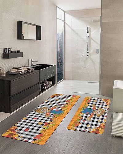 Miniatura 2 de Tapete de baño antideslizante para bañera, tapete de baño de espantapájaros, calabaza, hojas, alfombra de pasillo de baño, alfombra de pasillo de