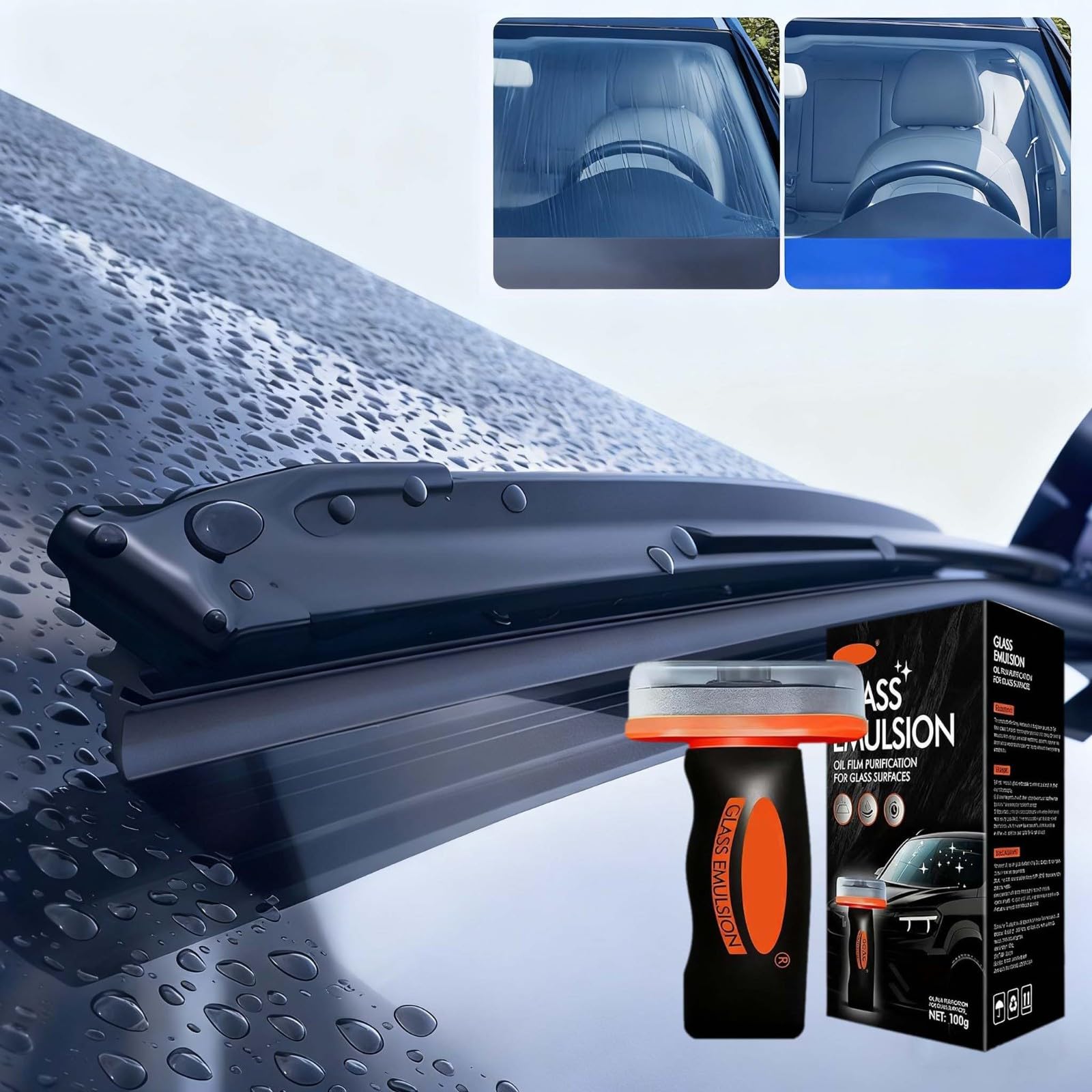 Hand-Held Glass Emulsion Cleaner, Oil Film Remover for Car Windshields and Windows, Car Windshield Oil Film Remover, Automotive Glass Oil Film Cleaning Brush, for Car Windows, Mirrors Surfaces (1PC) - 4