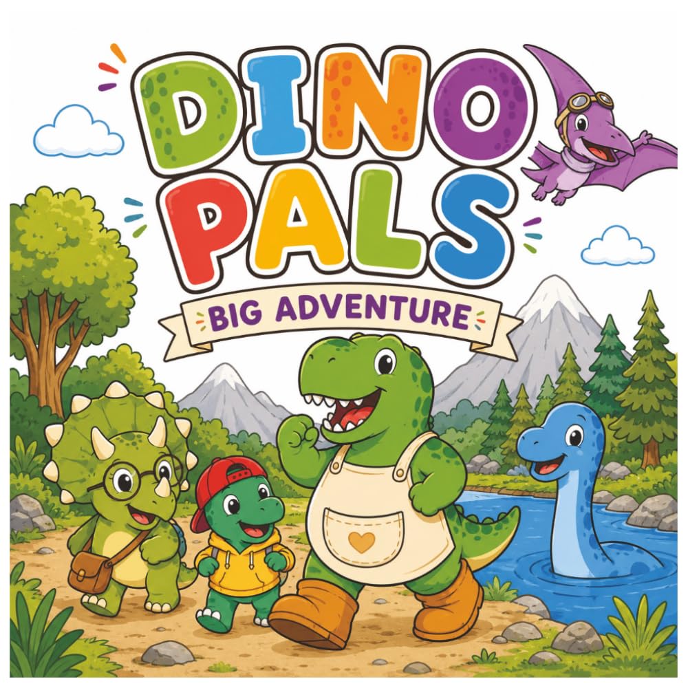Dino Pals Big Adventure: Cute & Cozy Dinosaur Coloring Book for Relaxation and Fun (for Adults and Kids)