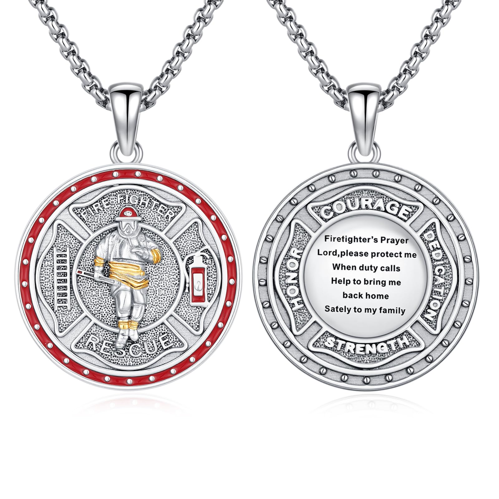 Silver/14K Gold Patron Saint Medal Amulet Necklace for Men Women