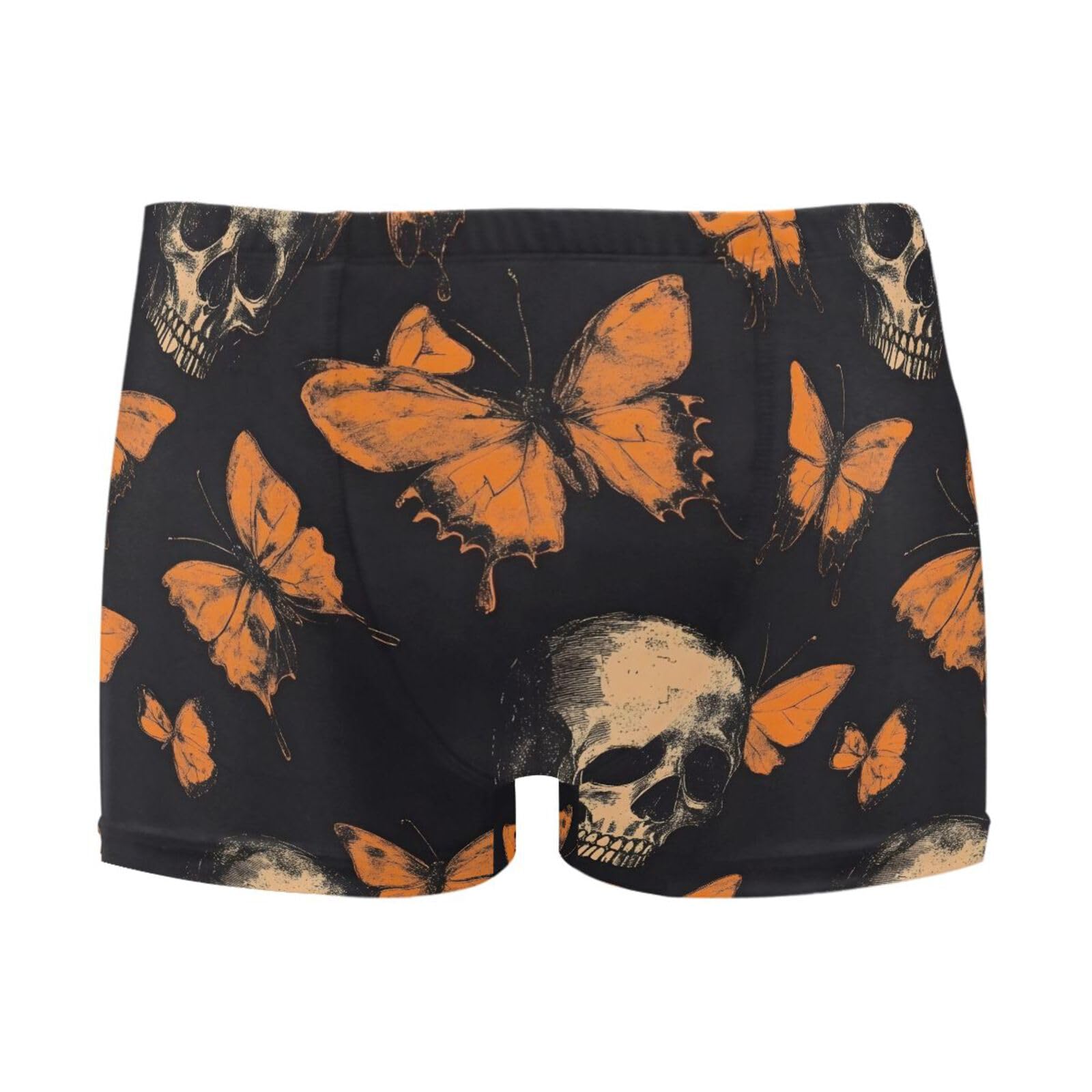 UMIRIKO Gothic Skull Orange Butterfly Mens Swim Trunks Swimwear Bathing Suit Swim Brief Square Leg Board Short S-3XL 202b8503