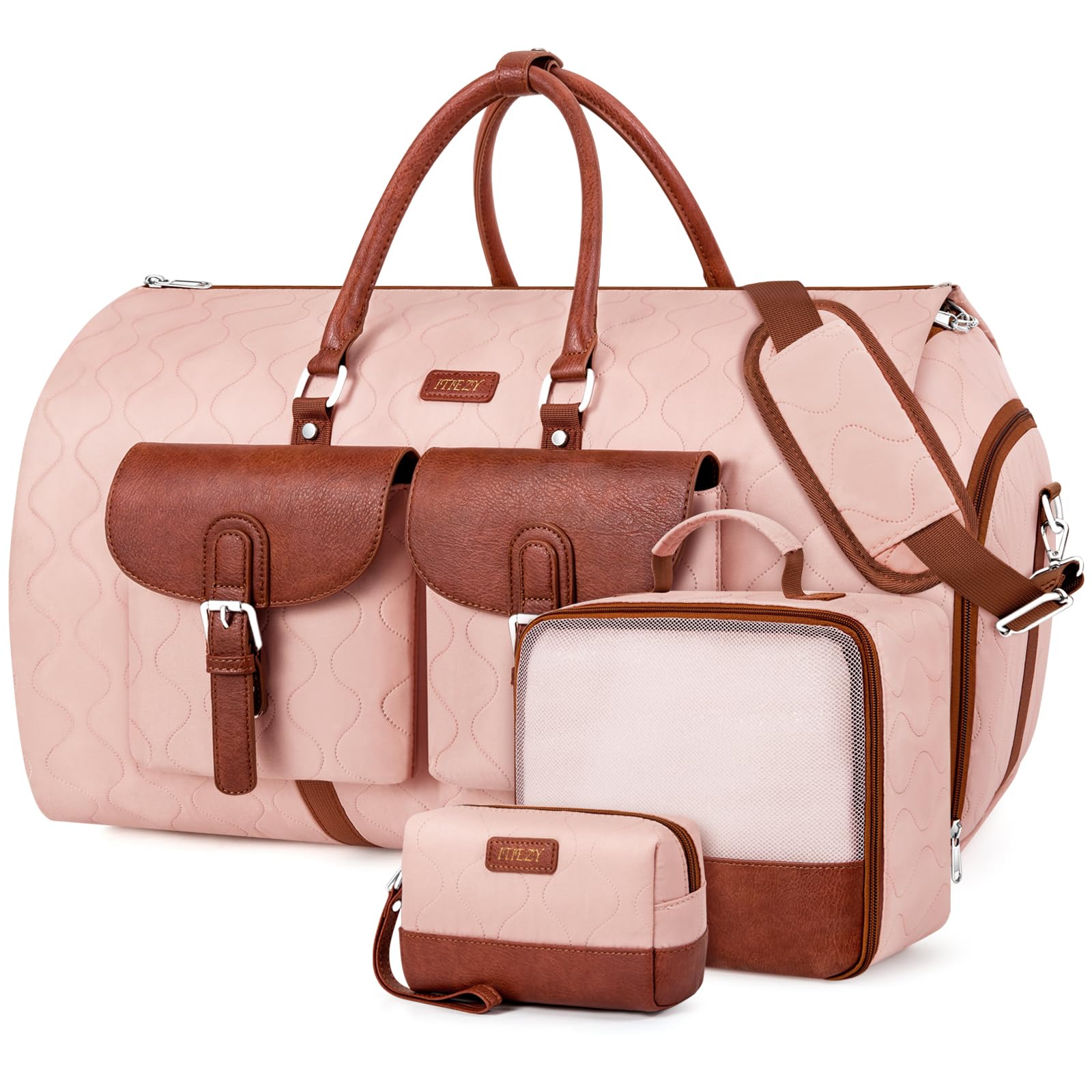 Garment Duffel Bag for Travel - ITIEZY Convertible Carry on Garment Duffel Travel Bag for Women Men Large Weekender Bag with Shoes Pouch 2 in 1