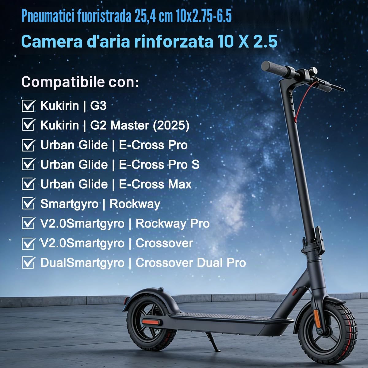 Ruote Monopattino Elettrico 10x2,75-6,5, Gomme Monopattino per Scooter Elettrico Smartgyro Speedway/Speedway PRO, Speedway 5,Rockway/Crossover, Dualtron 3
