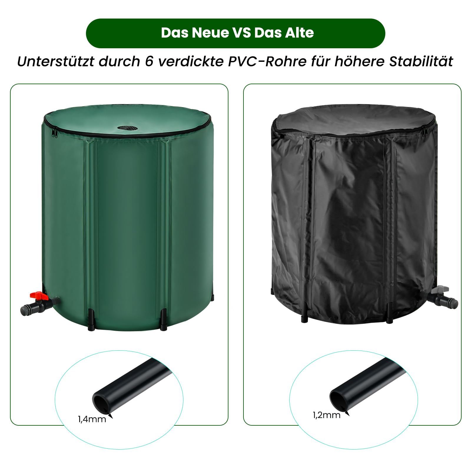RELAX4LIFE Sistema de recolección de Agua Plegable con Tapa, Grifo y válvula de Drenaje, contenedor de recolección de Agua portátil con Filtro de Malla para riego de Flores, Lavado de Autos (200L)