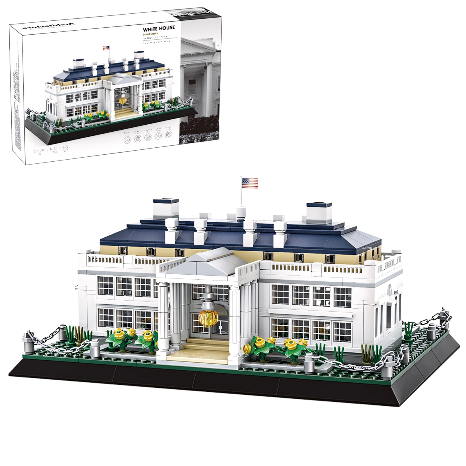White House Model Building Block Sets 770 Pieces Washington Famous Landmark Architecture Gifts for Adults and Kids