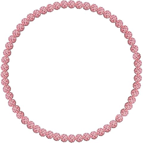 Baseball Chain Beaded Necklace, 16/18/20'' Ice Collection Diamond Bling Discoball B...