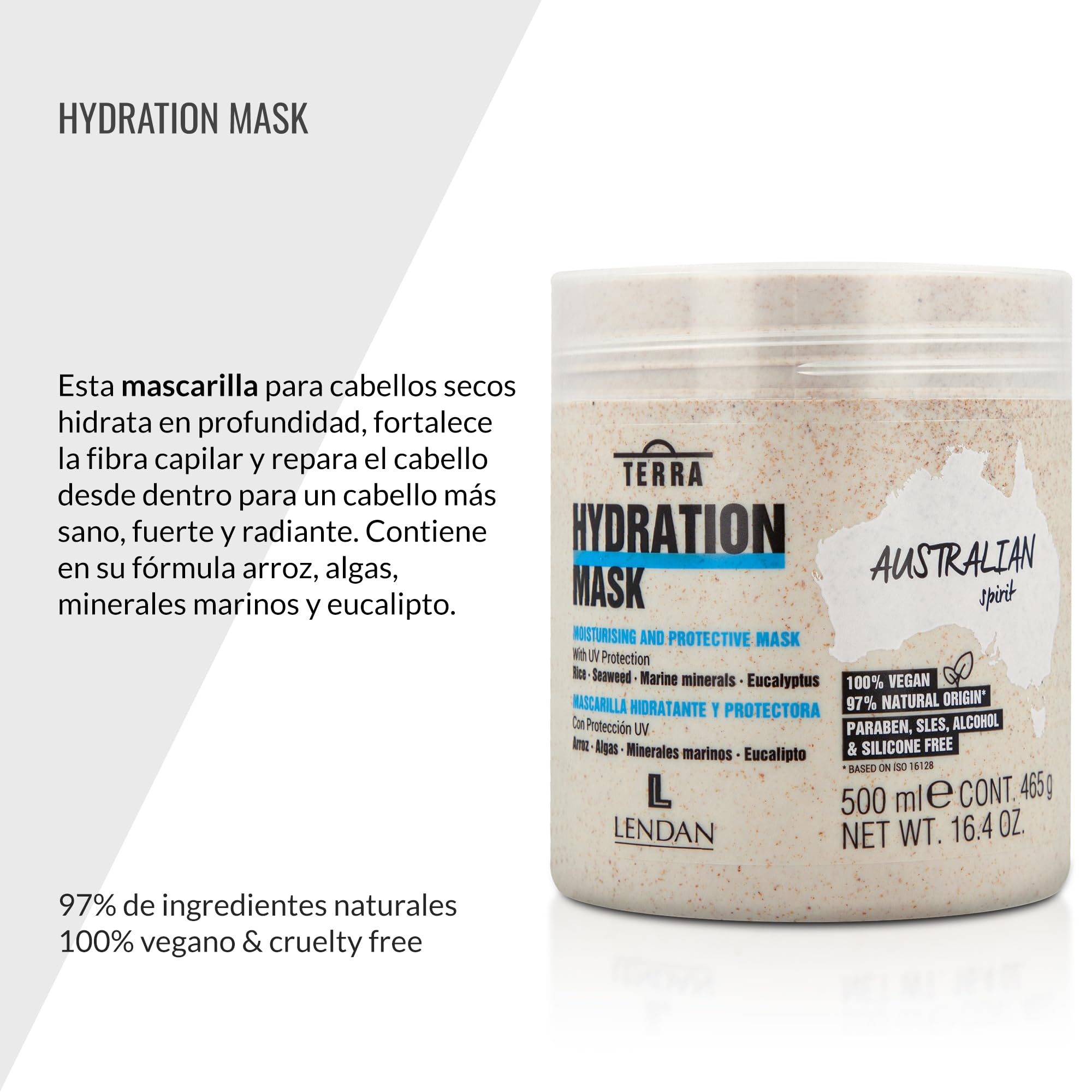 Lendan - Hydrating Hair Mask - Terra Hydration Mask - 500 ml - for Dry and Damaged Hair - Hydrates and Repairs - Prevents Color Loss - Anti-Frizz