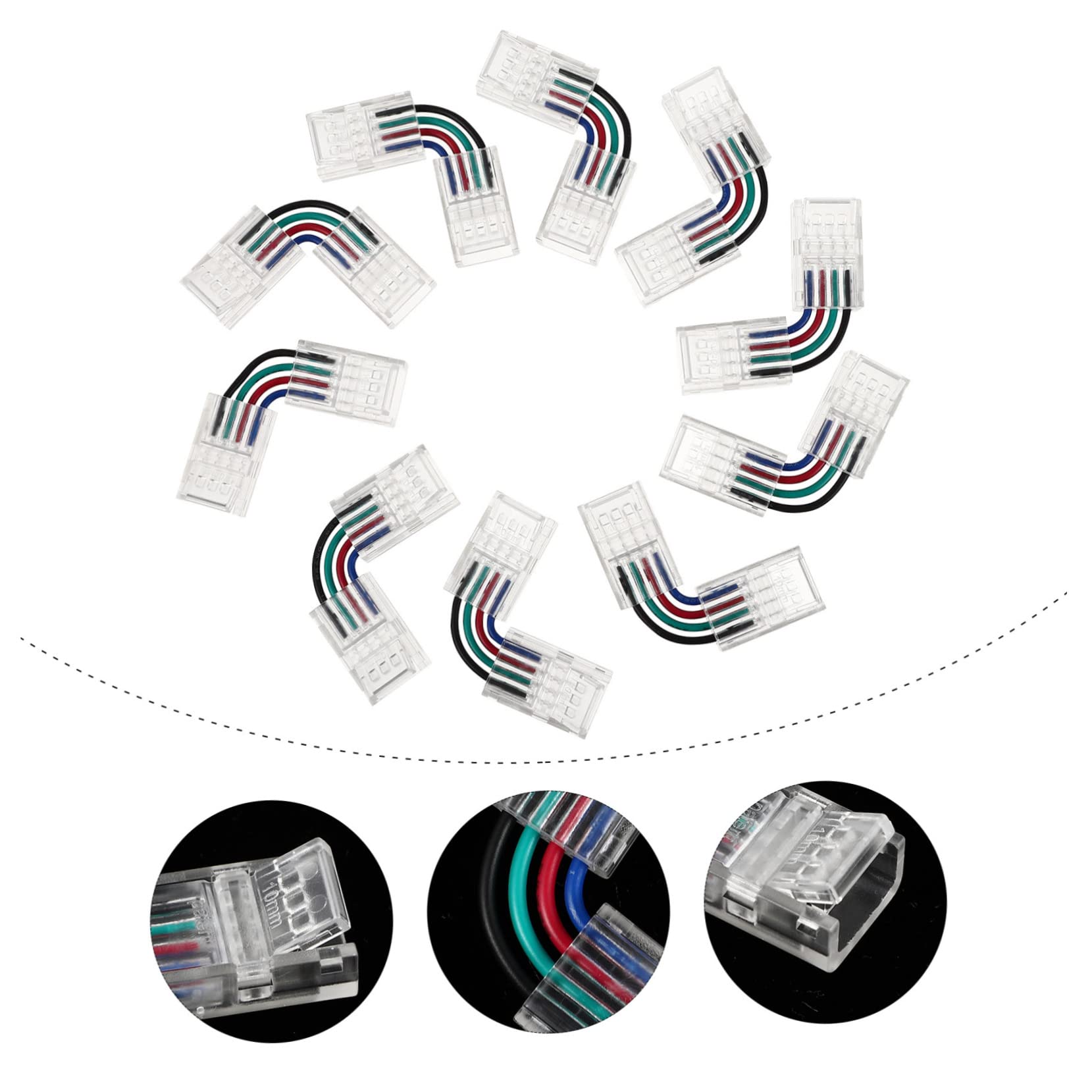 PRETYZOOM 40stücke Förmige Pin -streifenverbinder Steckverbinder Für Rgb -streifen Installieren Kein Löten Erforderlich Hitzebeständiges Material
