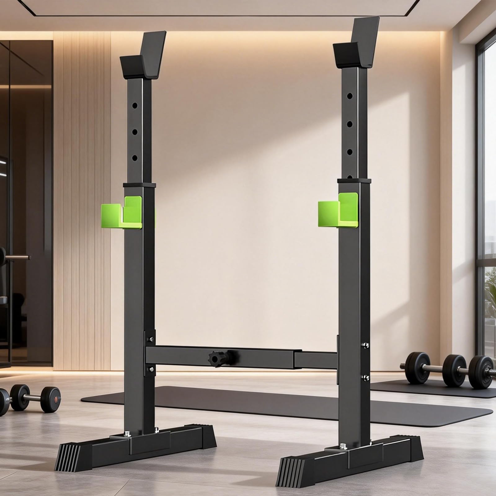 Adjustable Squat Rack, Heavy Duty Barbell Stand with 5-Level Height Adjustment 89-120cm, Squat Stand for Strength Training, Home Gym Weight Lifting, Max Load 250kg