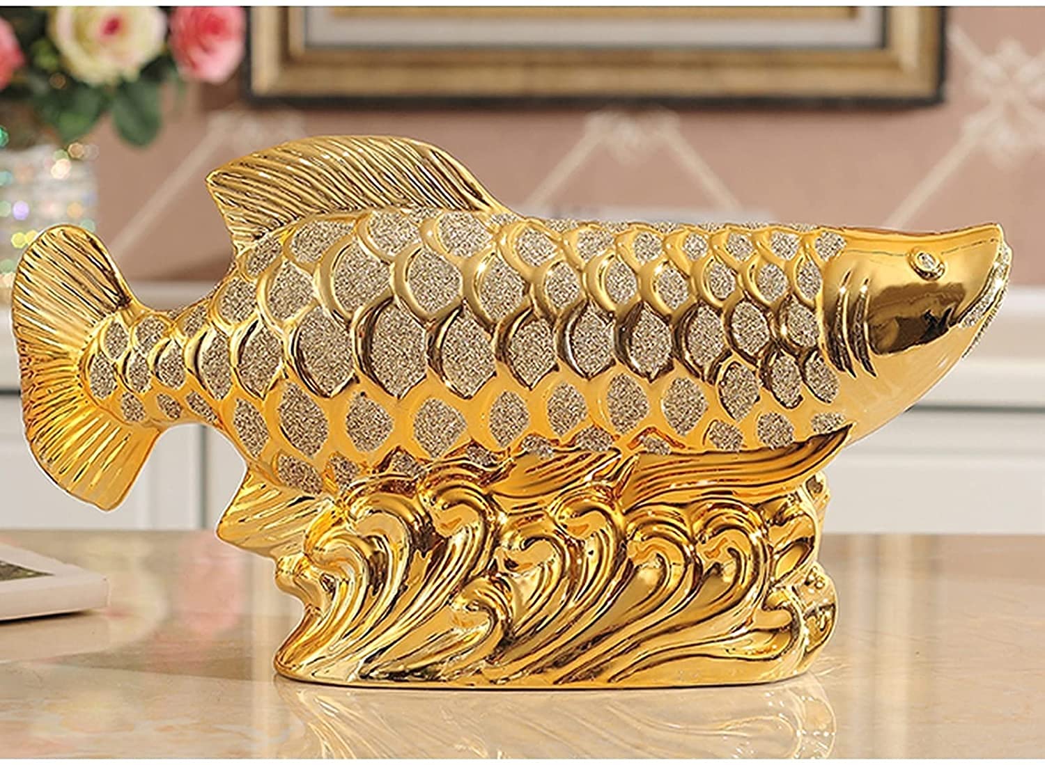 Adornos de Estatua Fengshui, estatuas de Peces Dorados, artesanías de Escultura de cerámica, hogar, Sala de Estar, TV, gabinete, decoración de Oficina, Regalos