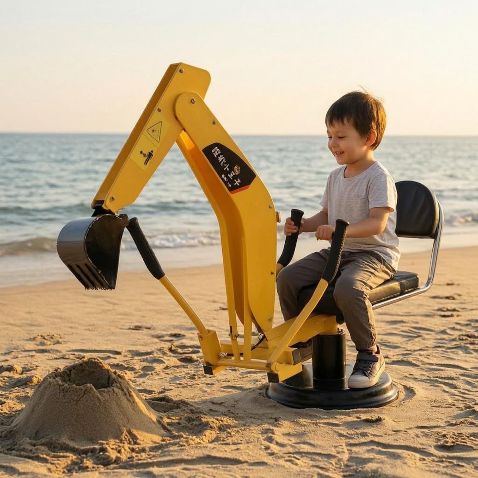 Qianly Spielbagger mit Metallaufsätzen Sandkasten Sandkastenbagger Geländegängig Kinder-Bagger für Schnee