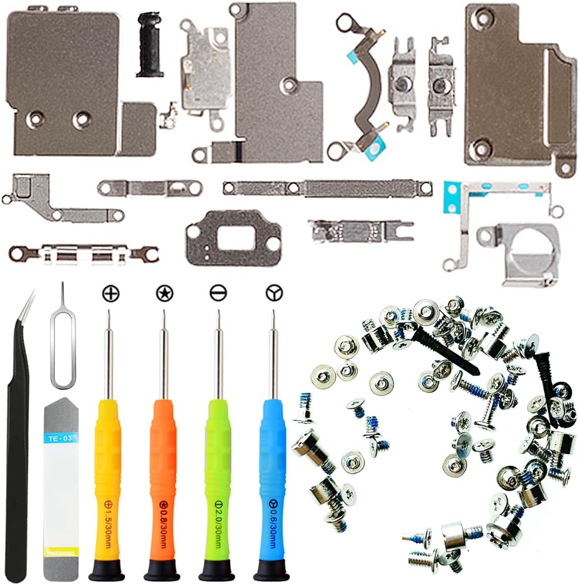 Internal Bracket Replacement Parts Metal Plate Cover Parts Bracket Repair Compatible with for iPhone 13 6.1", Including Full Internal Screw Set, and Repair Tool Kit