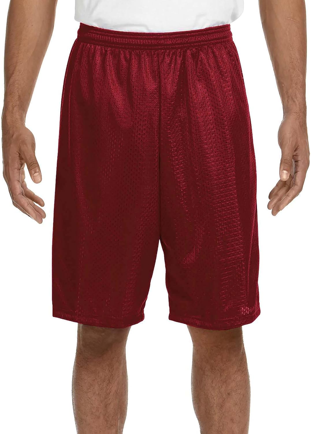 Hat and Beyond Mens Lightweight Basic Mesh Solid Basketball Jersey Workout Fitness Gym Shorts XX-Large Red
