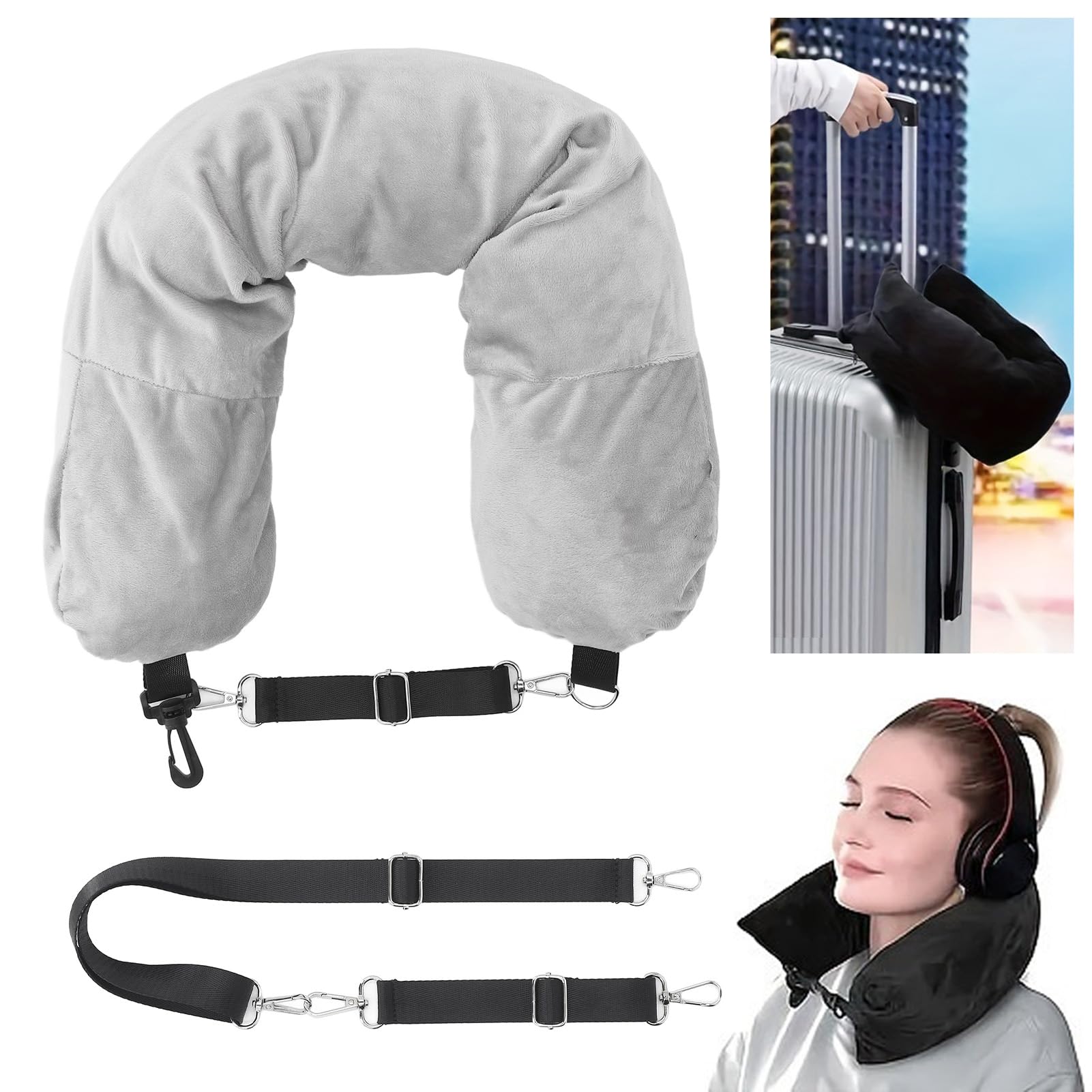 Oreiller De Voyage Cervical U Remplissable Avec Vos Vêtements Et Double Confort Lavable Pour Avion Et Transport 99133894