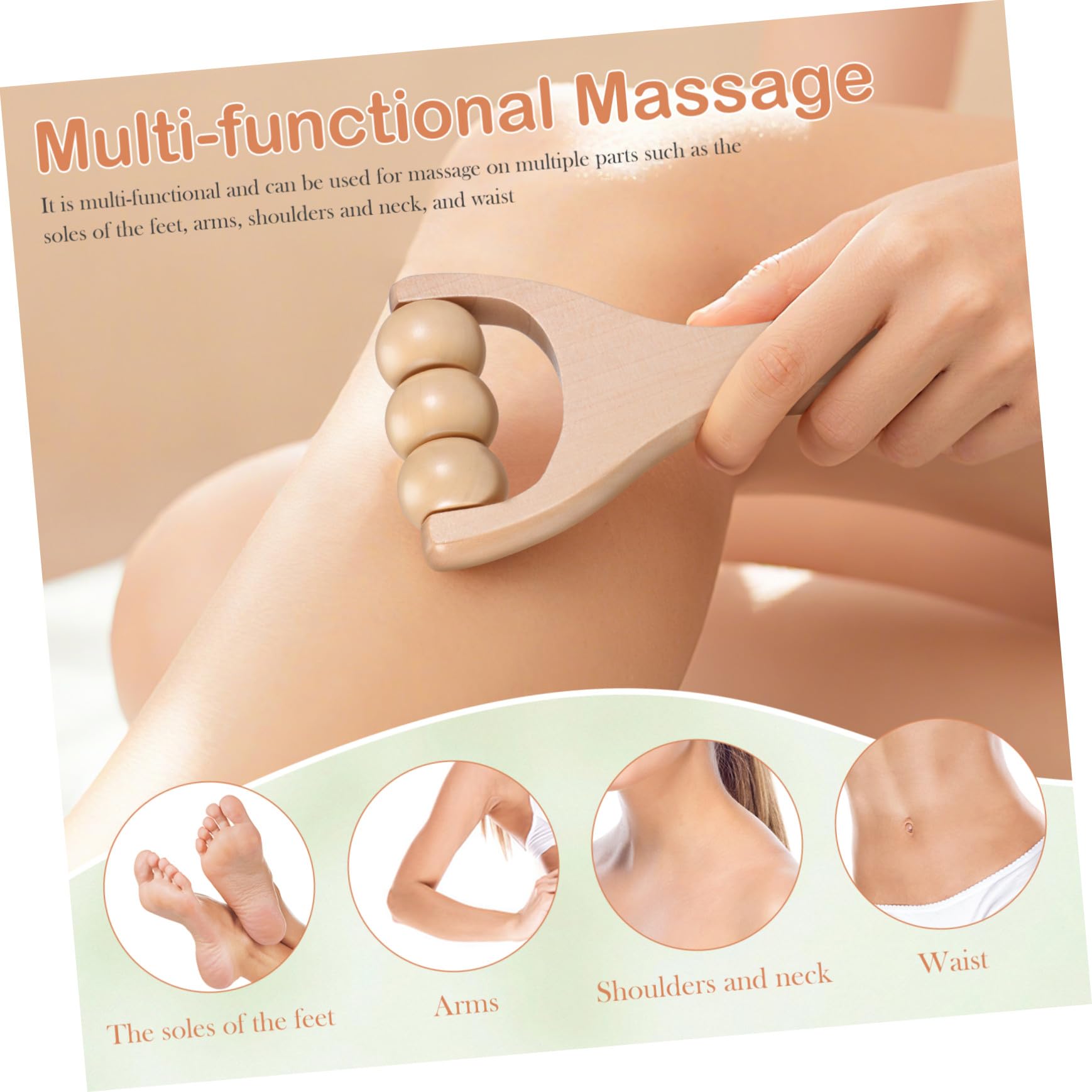 Mikinona Masajeador de Pies y Cuello Compacto 2 Piezas Rodillos de Madera Ergonómicos para Masaje de Hombros, Puntos de Acupuntura, Uso Doméstico y Portátil, Herramienta Profesional