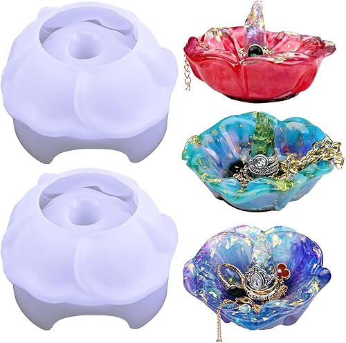 Actvty Molde de resina para anillos, 2 moldes de silicona para anillos de rosa para resina epoxi, moldes de silicona para bricolaje, soporte de
