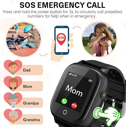 Miniatura 4 de OKYUK Reloj inteligente para niños, reloj rastreador GPS 4G para niños desbloqueado, WiFi, SMS, video de llamadas bidireccionales y chat de voz,