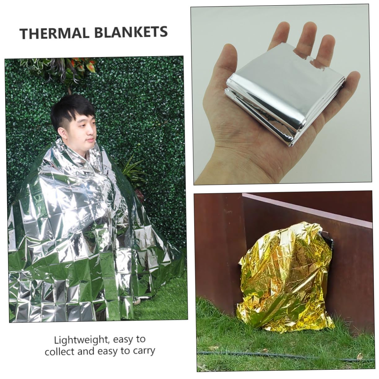 Gogogmee Gold Foil Emergency Blankets 210 * 140cm Double-Sided Reflective Outdoor Travel Survival Gear